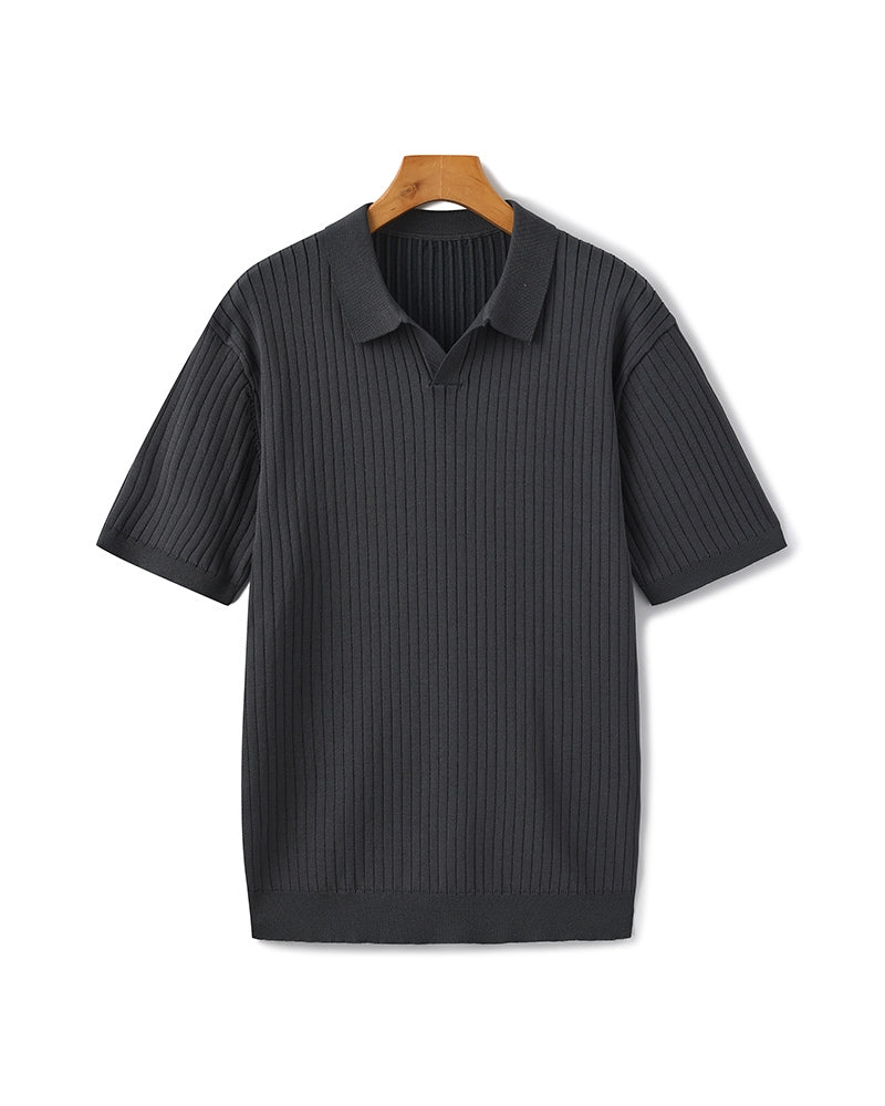 Herren Geripptes Polo-Shirt | Kurzarm