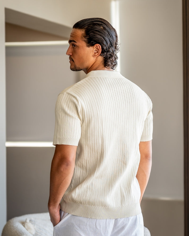 Herren Geripptes Polo-Shirt | Kurzarm
