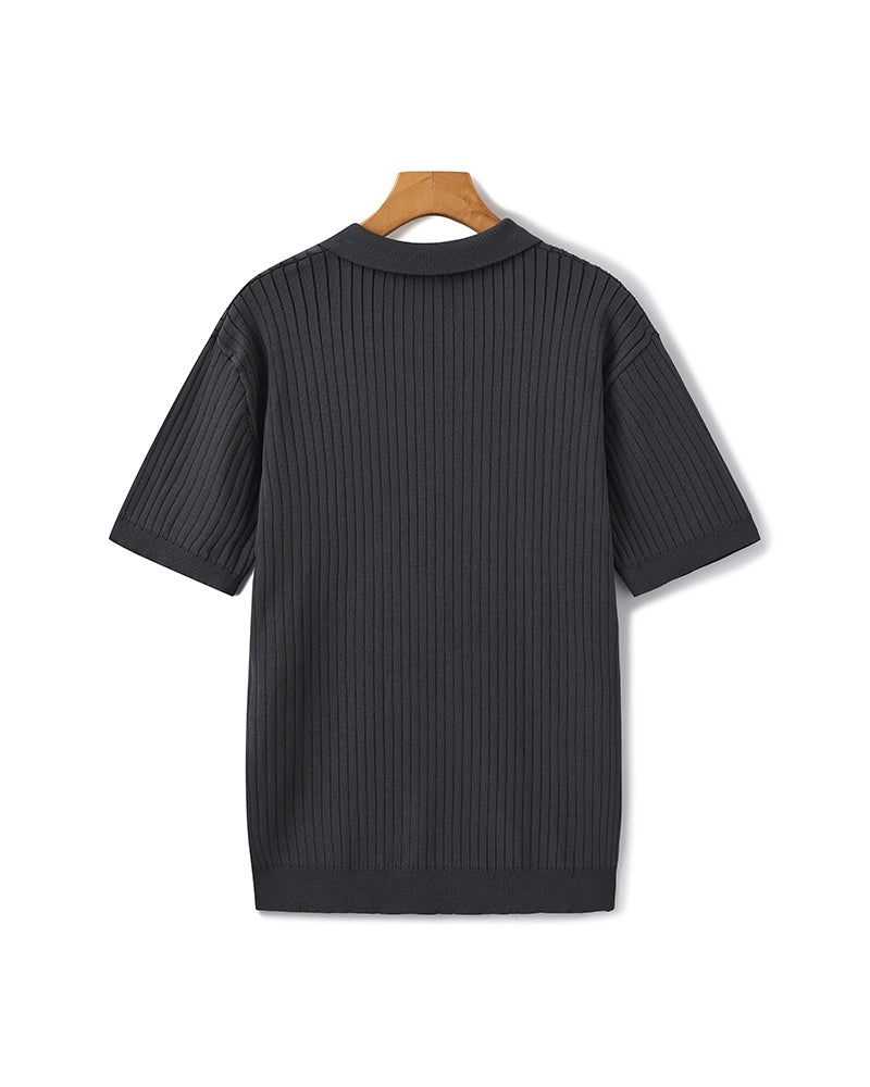 Herren Geripptes Polo-Shirt | Kurzarm
