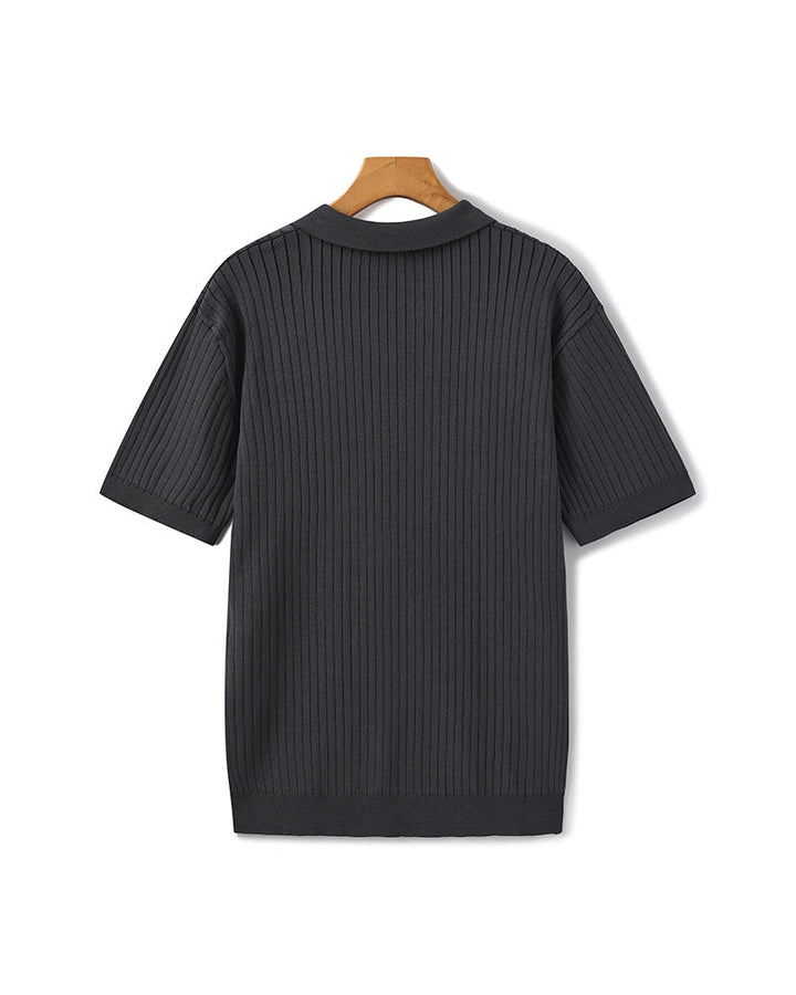 Herren Geripptes Polo-Shirt | Kurzarm