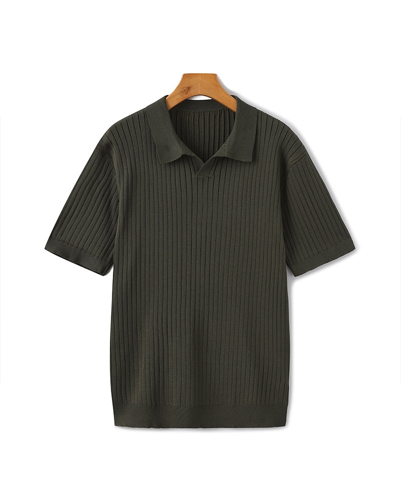 Herren Geripptes Polo-Shirt | Kurzarm