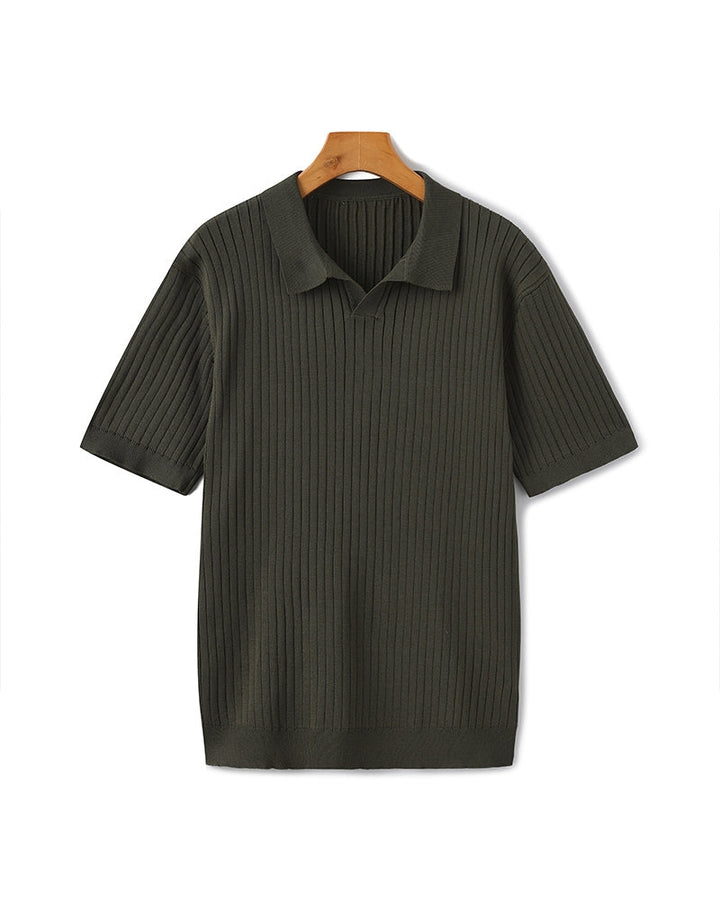 Herren Geripptes Polo-Shirt | Kurzarm