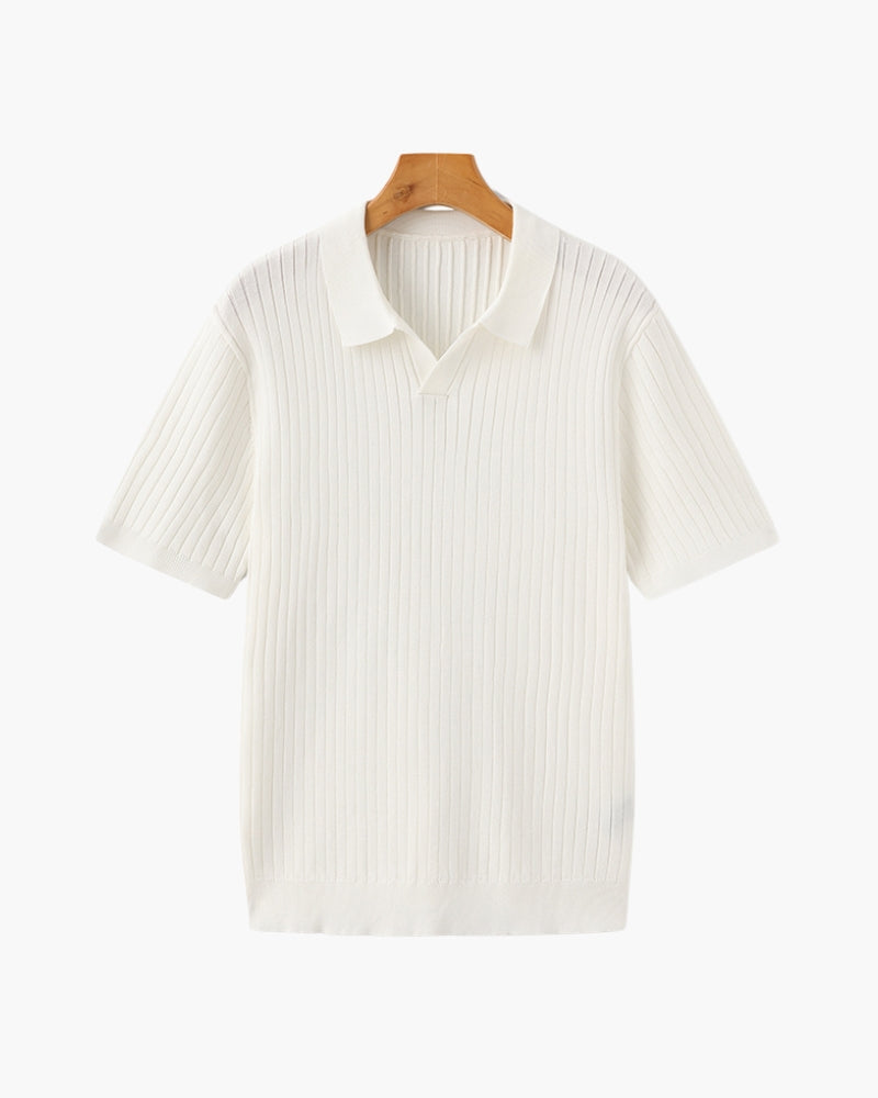 Herren Geripptes Polo-Shirt | Kurzarm
