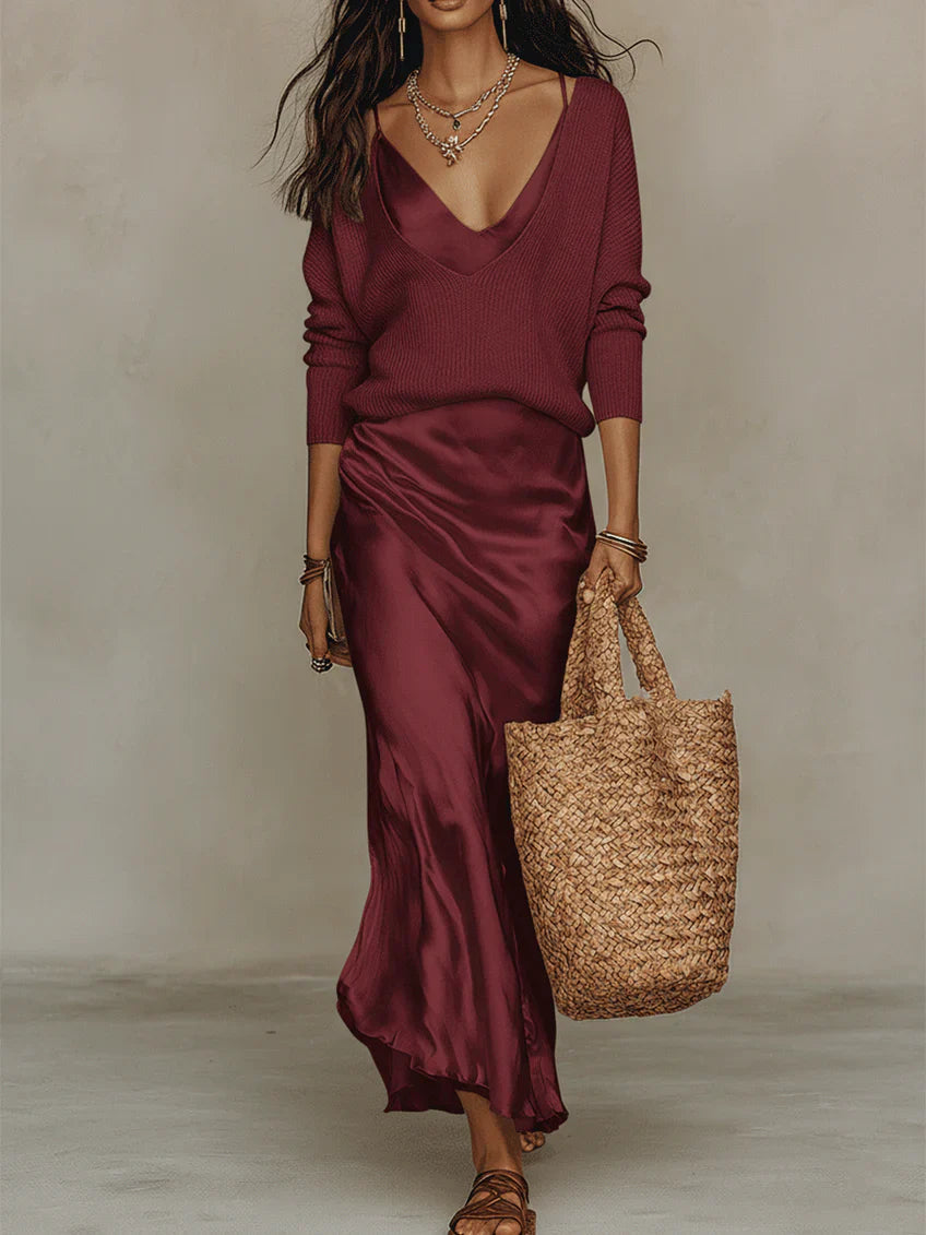 Elegantes Damenkleid mit dünnen Trägern | Maxi