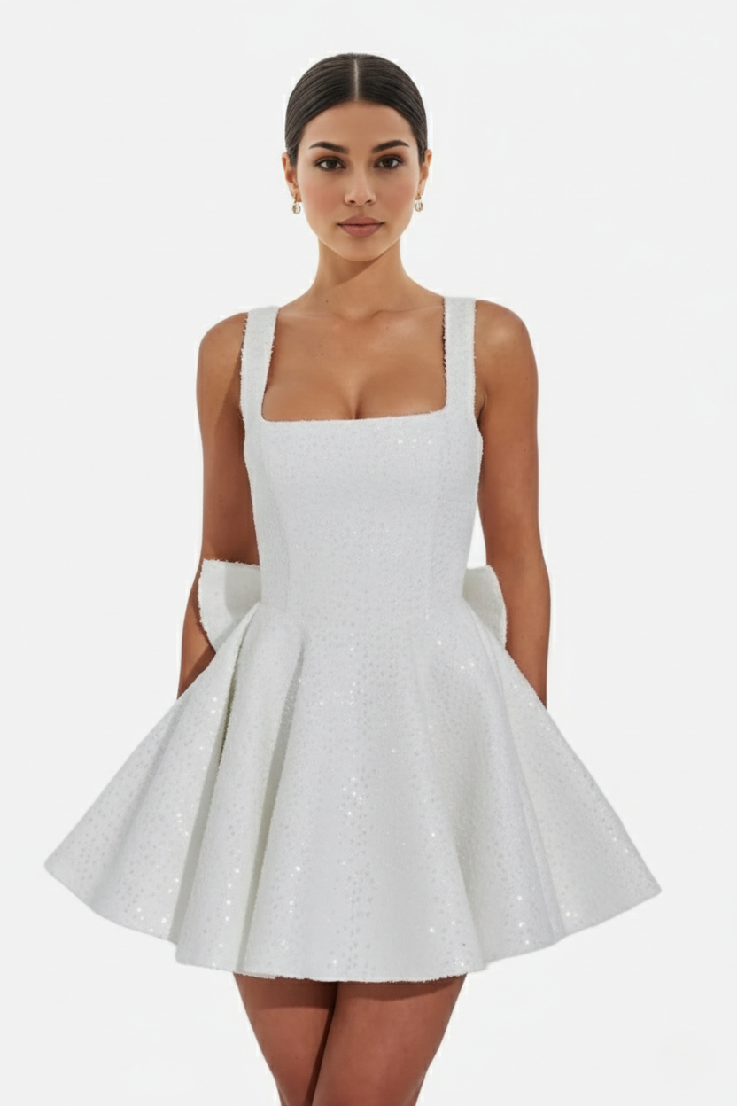 Women's Cocktail Dress with Square Neckline | Mini