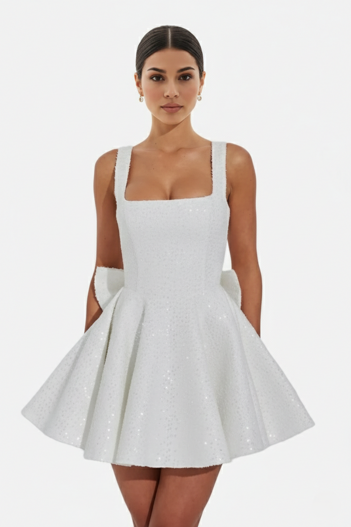 Women's Cocktail Dress with Square Neckline | Mini