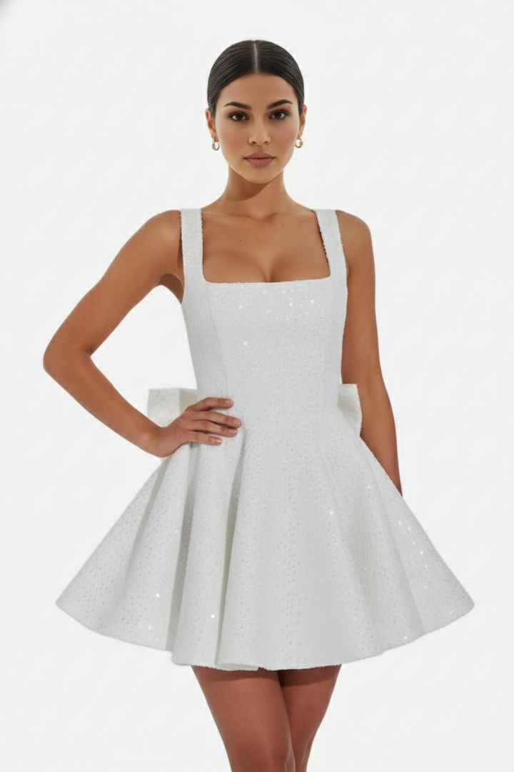Women's Cocktail Dress with Square Neckline | Mini