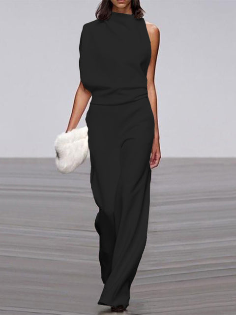 Eleganter Damen-Overall ohne Ärmel | Weite Hosenbeine