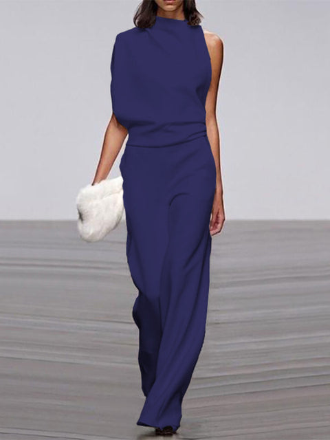 Eleganter Damen-Overall ohne Ärmel | Weite Hosenbeine