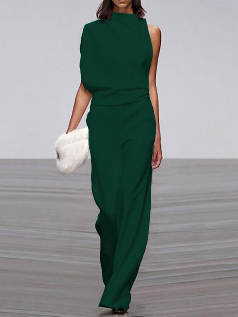 Eleganter Damen-Overall ohne Ärmel | Weite Hosenbeine