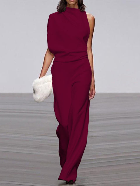 Eleganter Damen-Overall ohne Ärmel | Weite Hosenbeine