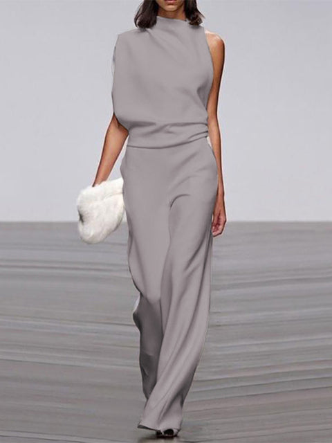 Eleganter Damen-Overall ohne Ärmel | Weite Hosenbeine
