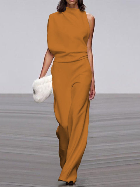 Eleganter Damen-Overall ohne Ärmel | Weite Hosenbeine