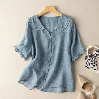 Women's Button-Up Blouse Short Sleeve | Collar
