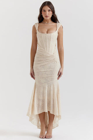 Women's Fitted Ruched Dress with Straps | Midi