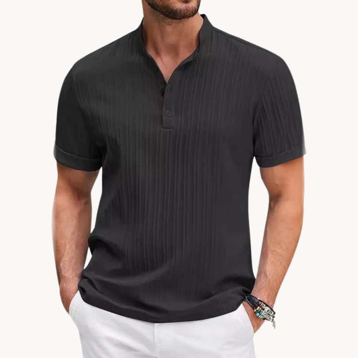Herren Geripptes Henley-Shirt | Kurzarm