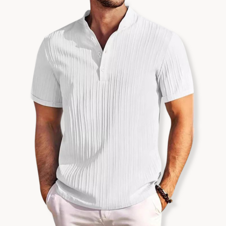 Herren Geripptes Henley-Shirt | Kurzarm
