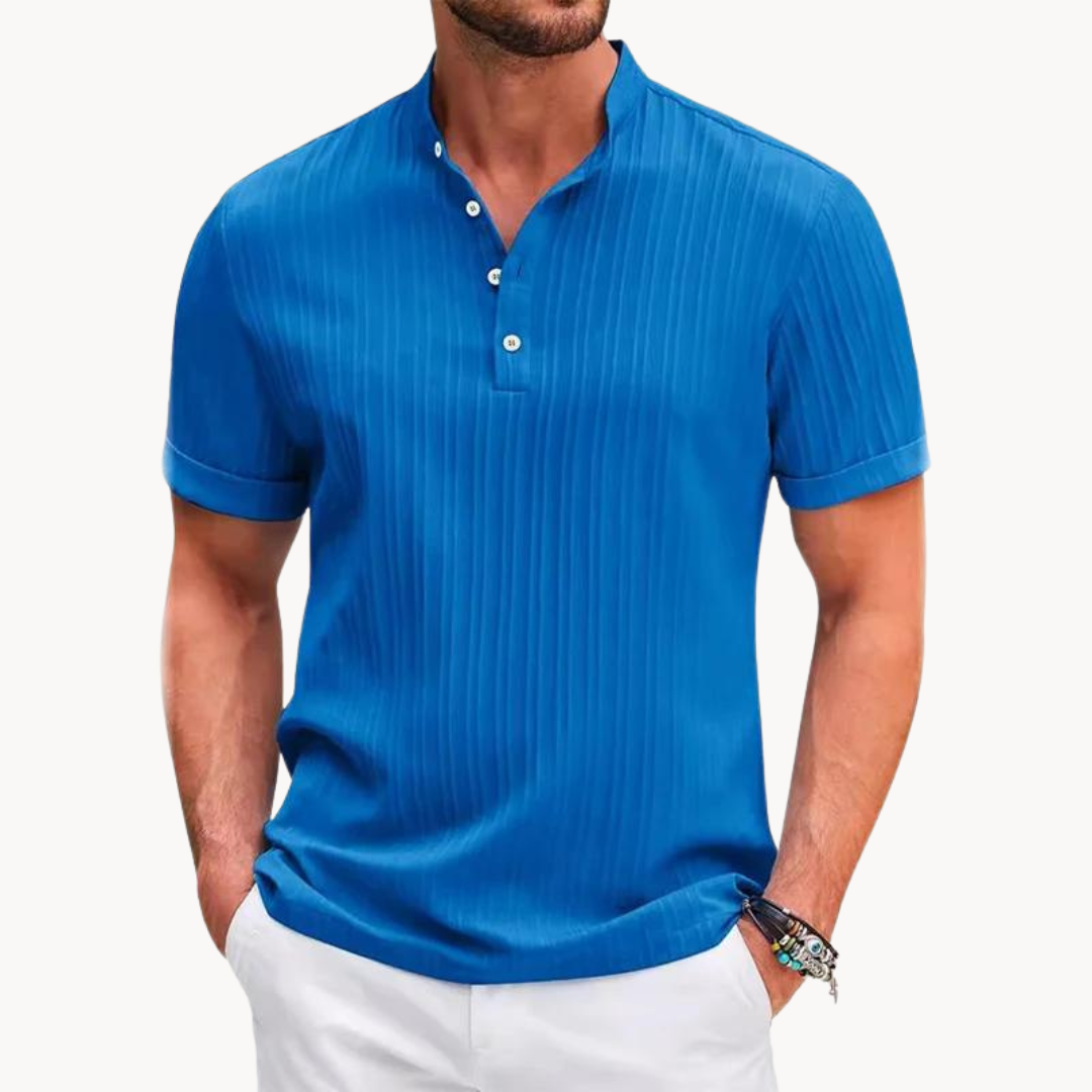 Herren Geripptes Henley-Shirt | Kurzarm