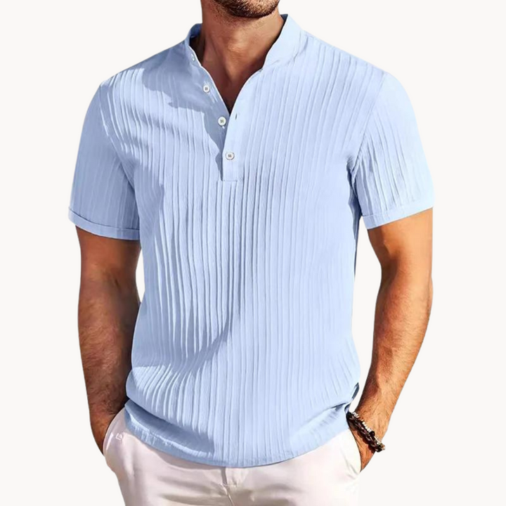 Herren Geripptes Henley-Shirt | Kurzarm
