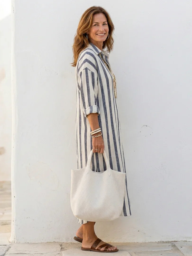 Damen Hemdkleid mit Streifen | Maxi
