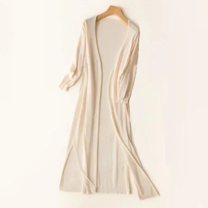 Damen Langer Strick-Cardigan | Offener Vorderteil