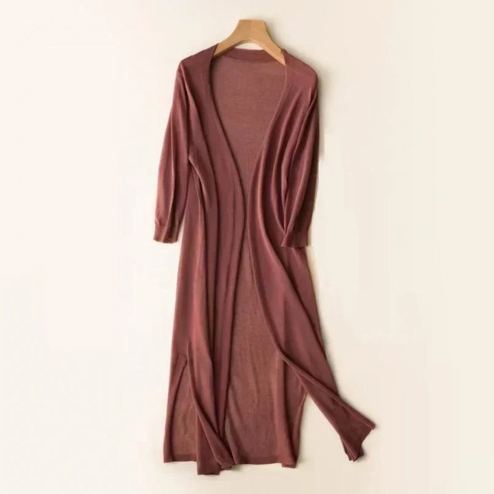 Damen Langer Strick-Cardigan | Offener Vorderteil