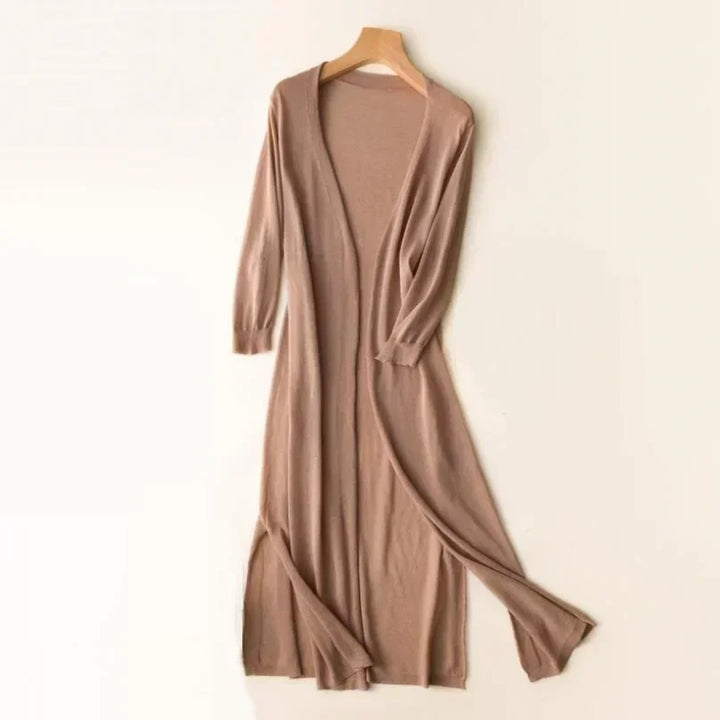 Damen Langer Strick-Cardigan | Offener Vorderteil