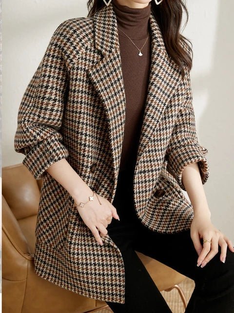 Damen Winter Blazer | Hahnentrittmuster