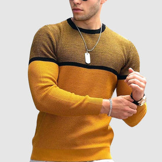 Męski Sweter Dzianinowy w Dwóch Kolorach | Okrągły Dekolt