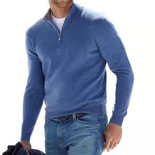 Męski sweter casualowy | Z zamkiem do połowy