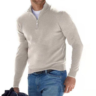 Męski sweter casualowy | Z zamkiem do połowy