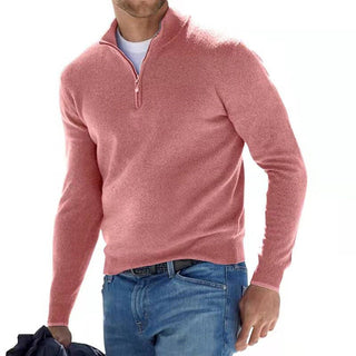 Męski sweter casualowy | Z zamkiem do połowy