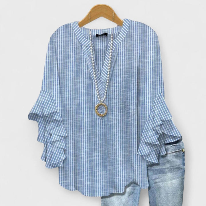 Damen Bluse V-Ausschnitt | Volants
