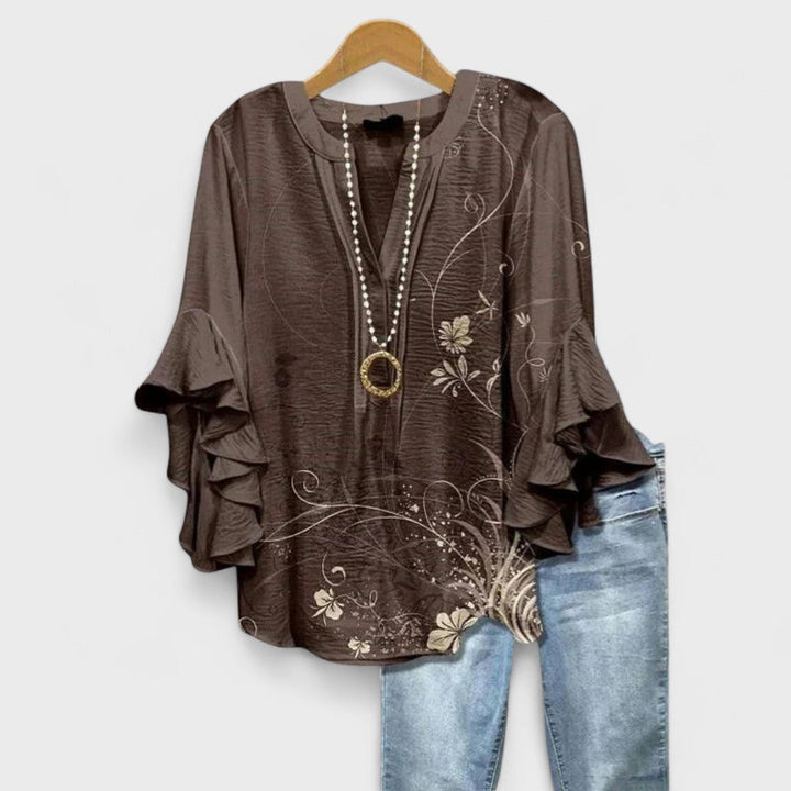 Damen Bluse V-Ausschnitt | Volants