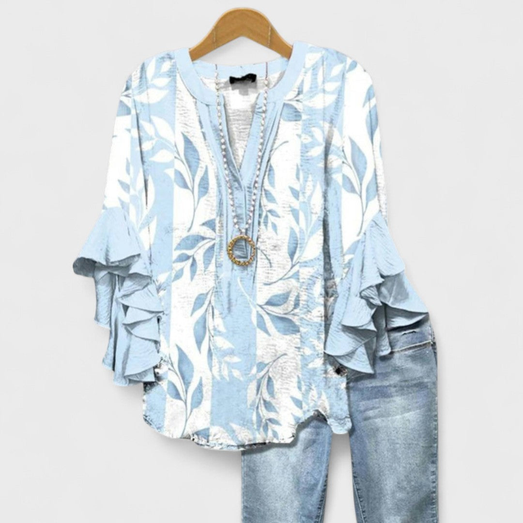 Damen Bluse V-Ausschnitt | Volants