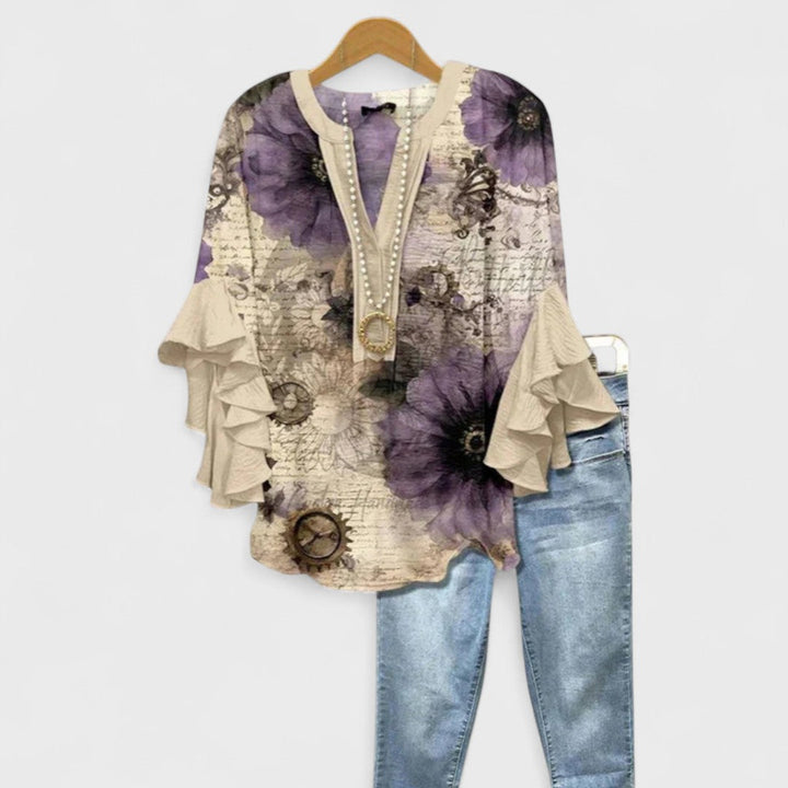 Damen Bluse V-Ausschnitt | Volants
