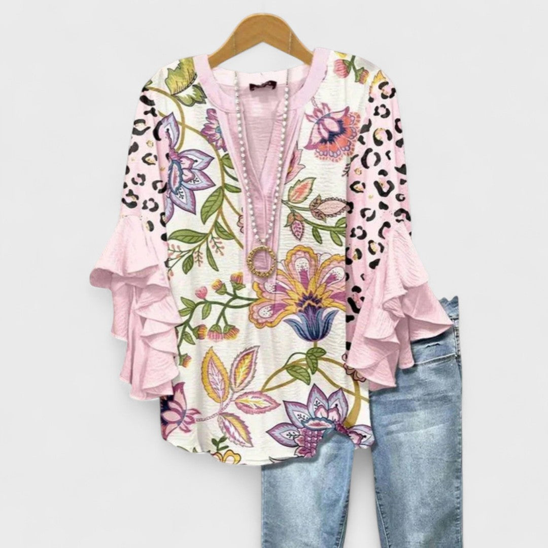 Damen Bluse V-Ausschnitt | Volants