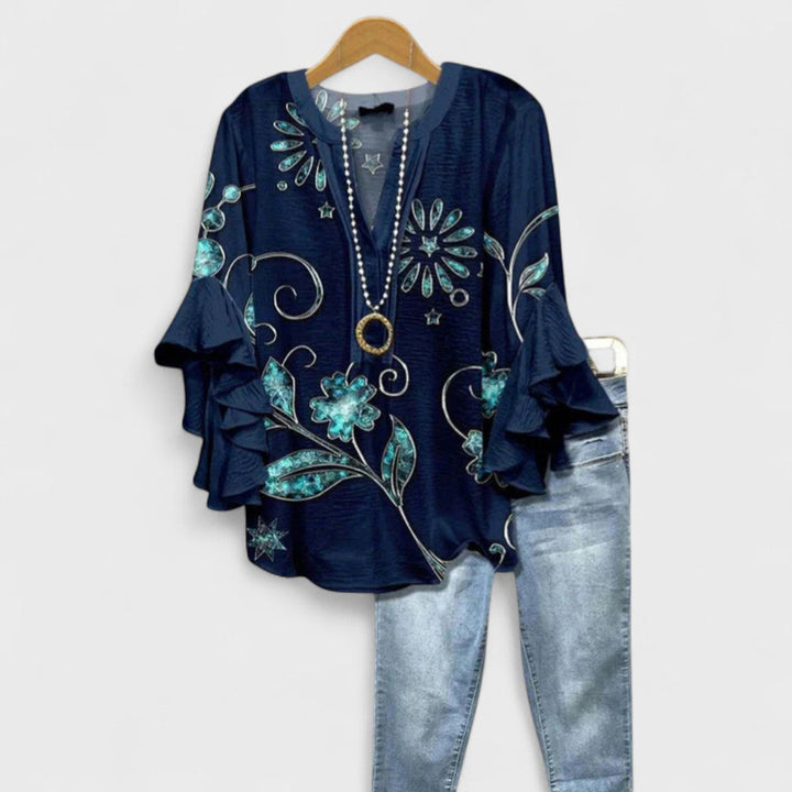 Damen Bluse V-Ausschnitt | Volants