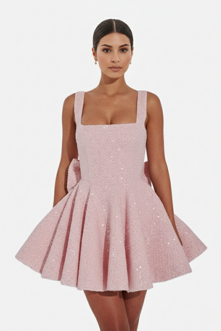 Women's Cocktail Dress with Square Neckline | Mini