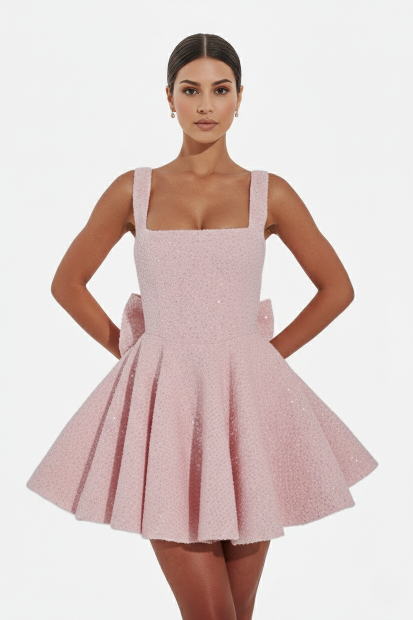 Women's Cocktail Dress with Square Neckline | Mini