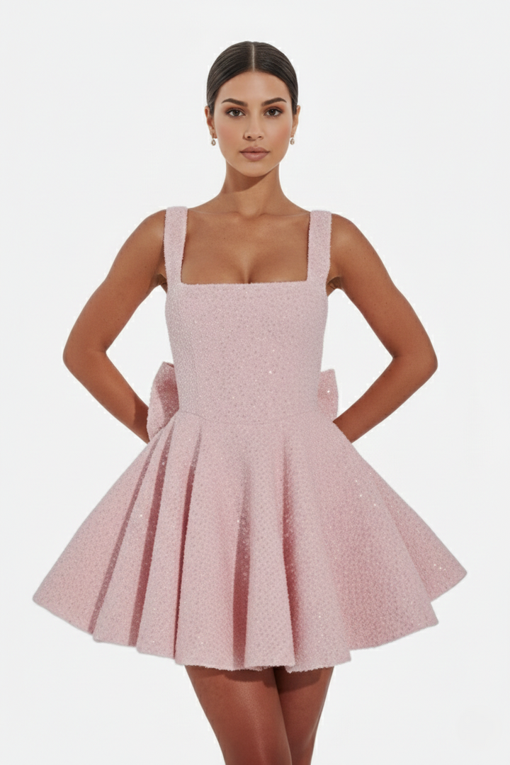 Women's Cocktail Dress with Square Neckline | Mini