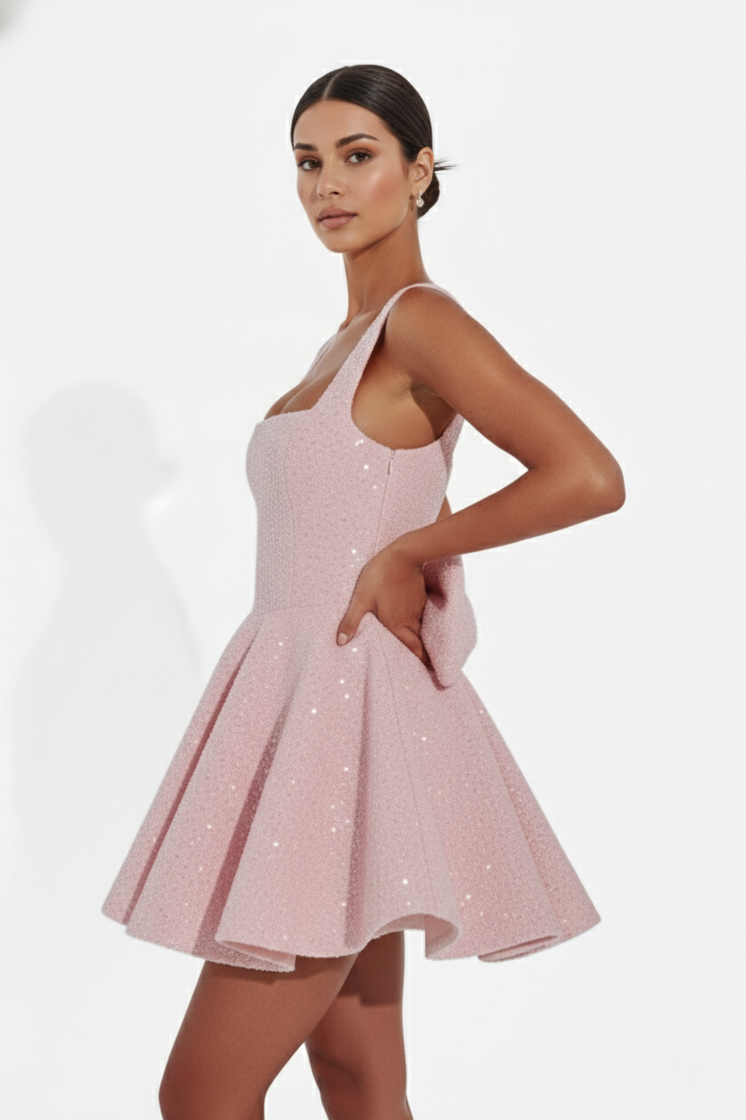 Women's Cocktail Dress with Square Neckline | Mini