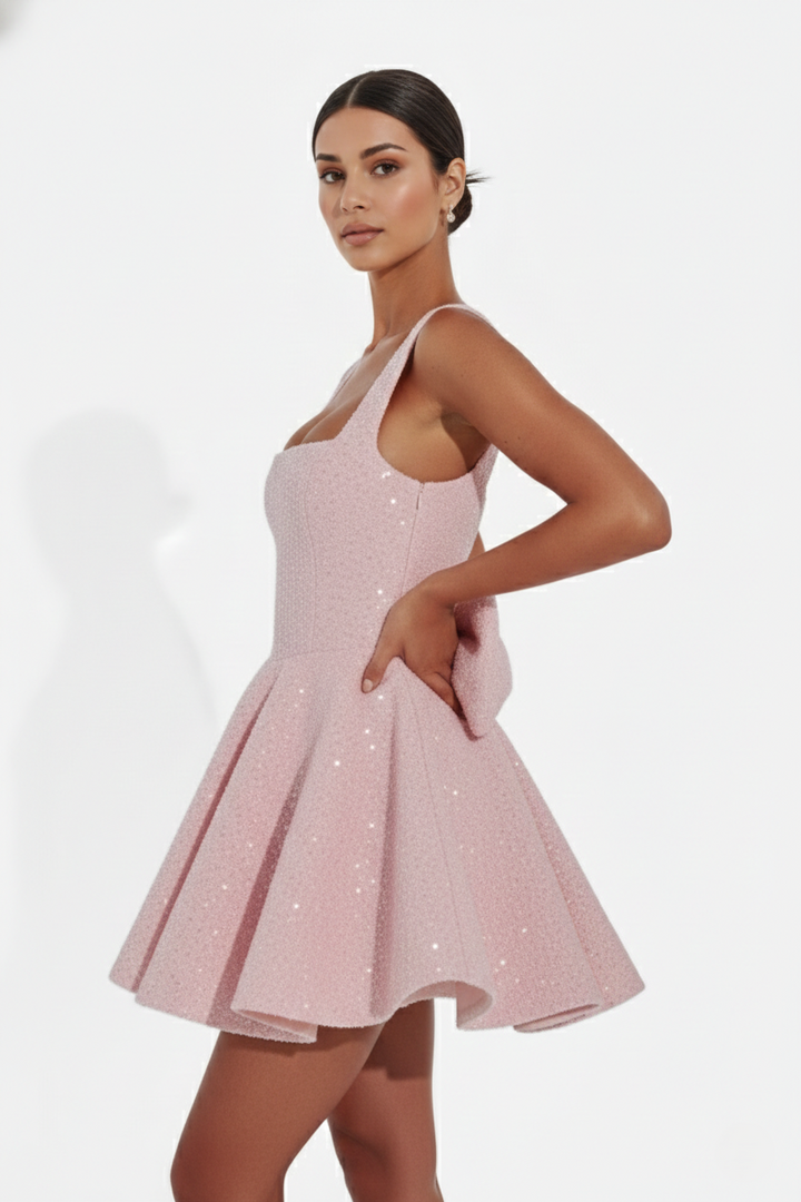 Women's Cocktail Dress with Square Neckline | Mini