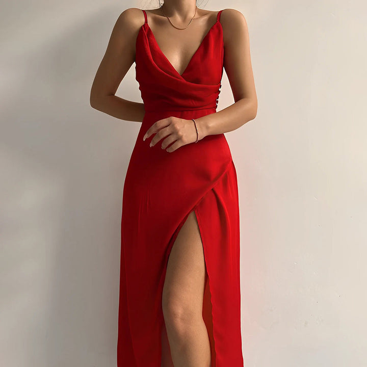 Damen Abendkleid mit V-Ausschnitt | Maxi