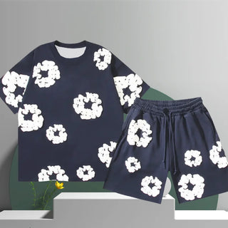 Unisex T-shirt z nadrukiem i szorty | Casual