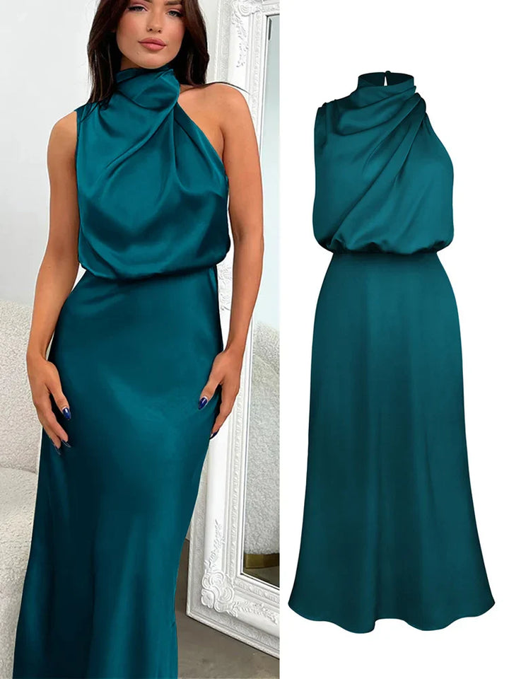 Damen Asymmetrisches elegantes Kleid | Midi