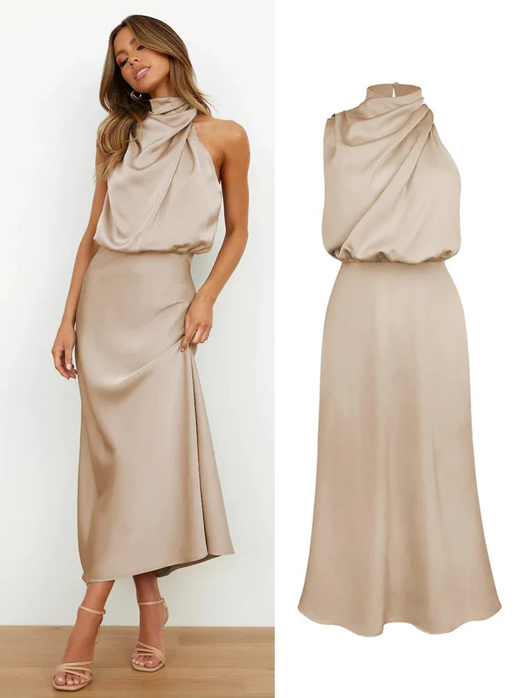 Damen Asymmetrisches elegantes Kleid | Midi