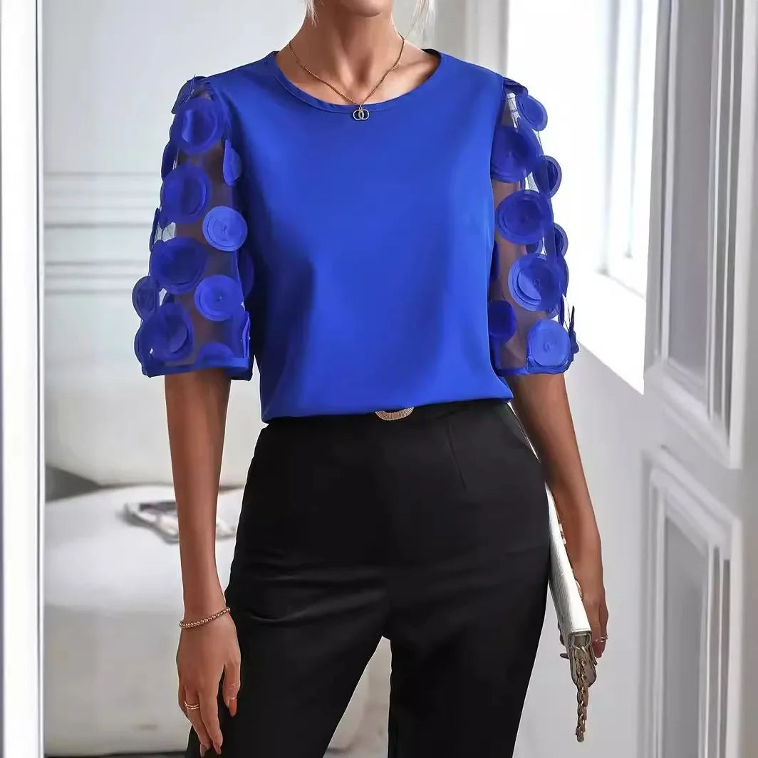 Damen Mesh Bluse | Verziert