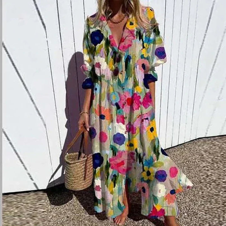 Damen Blumen Sommerkleid | Maxi