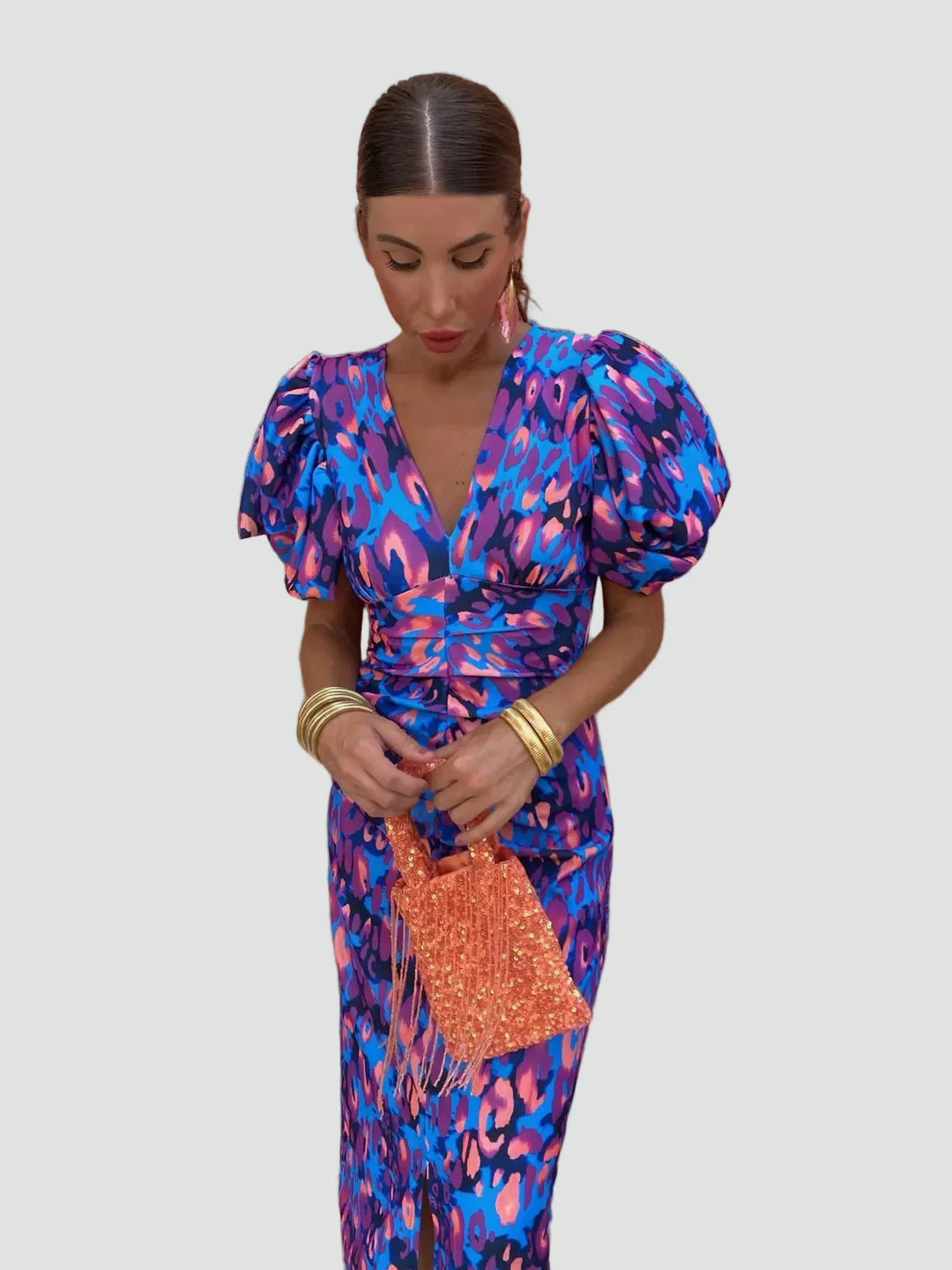 Damen Cocktailkleid Blumen | Midi